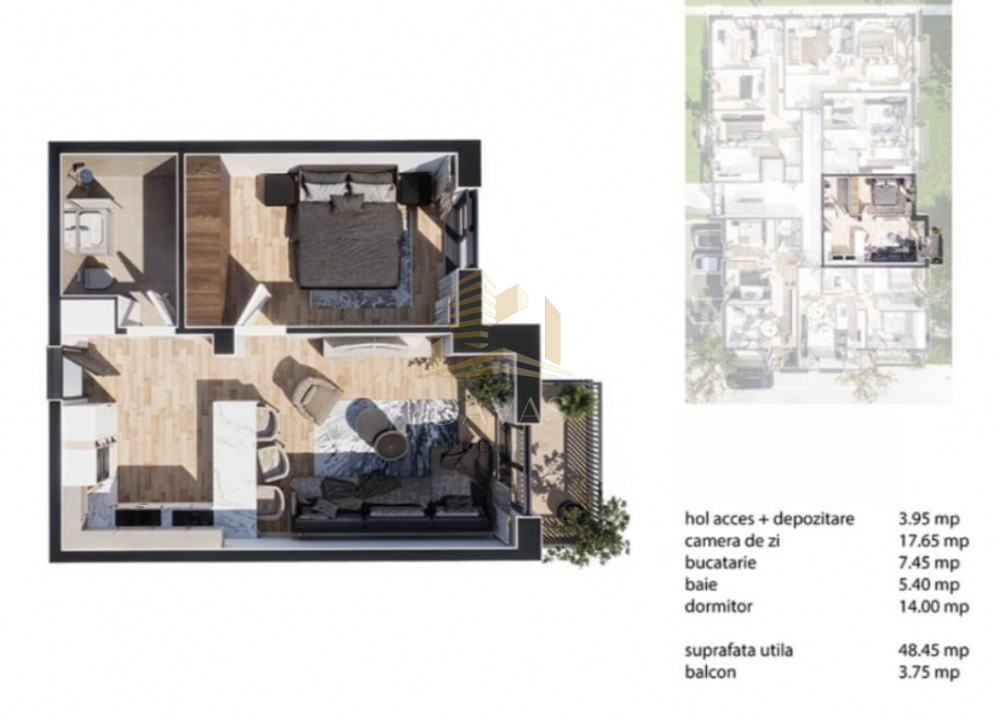 Apartament în bloc Nou de 2 camere - Parcare | Baciu 