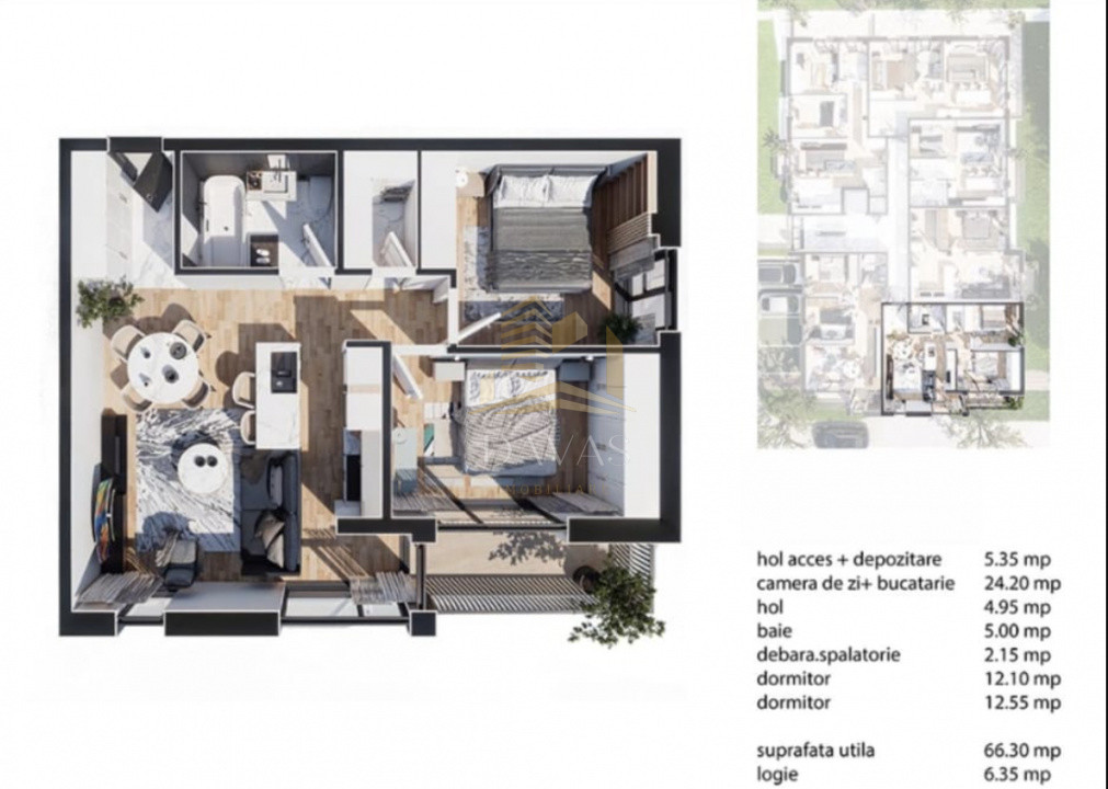 Apartament în bloc Nou de 3 camere - Parcare | Baciu 