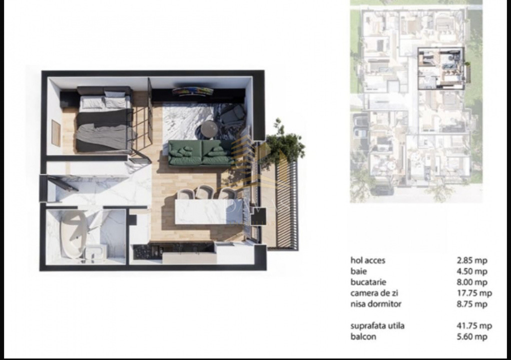 Apartament cu o camera  în bloc nou | Parcare - Baciu 