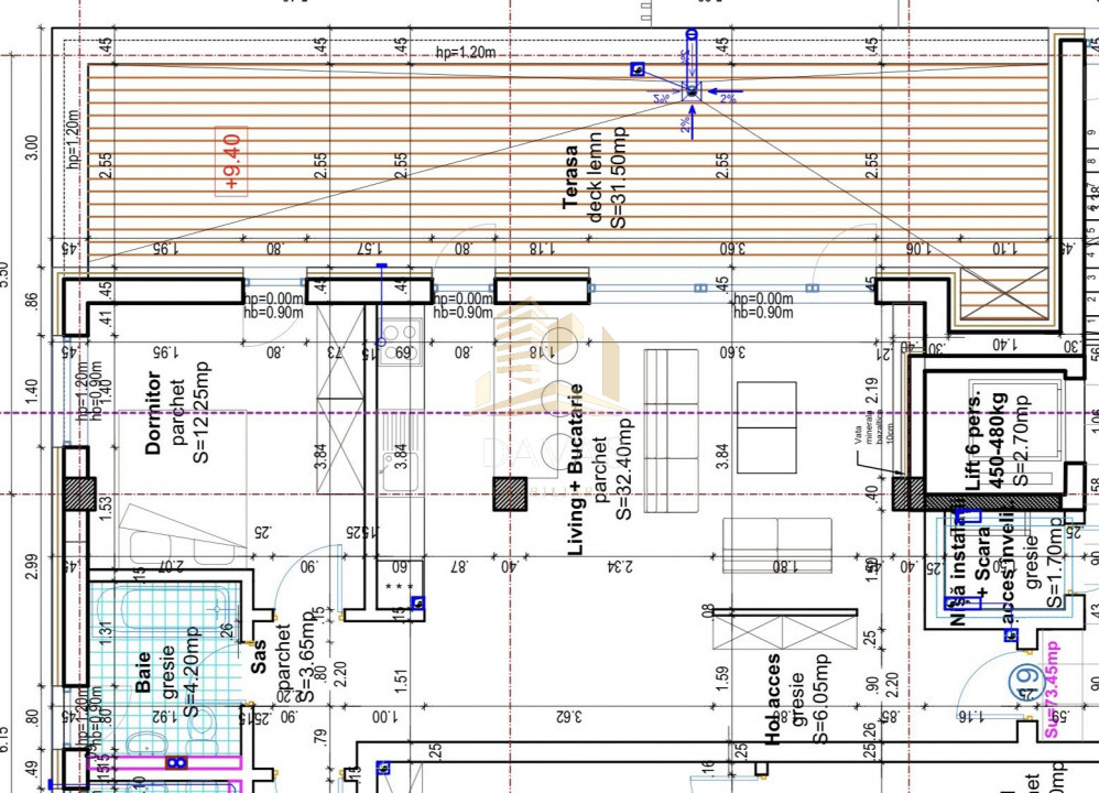 Penthouse de 3 camere semidecomandat - Parcare | Baciu 