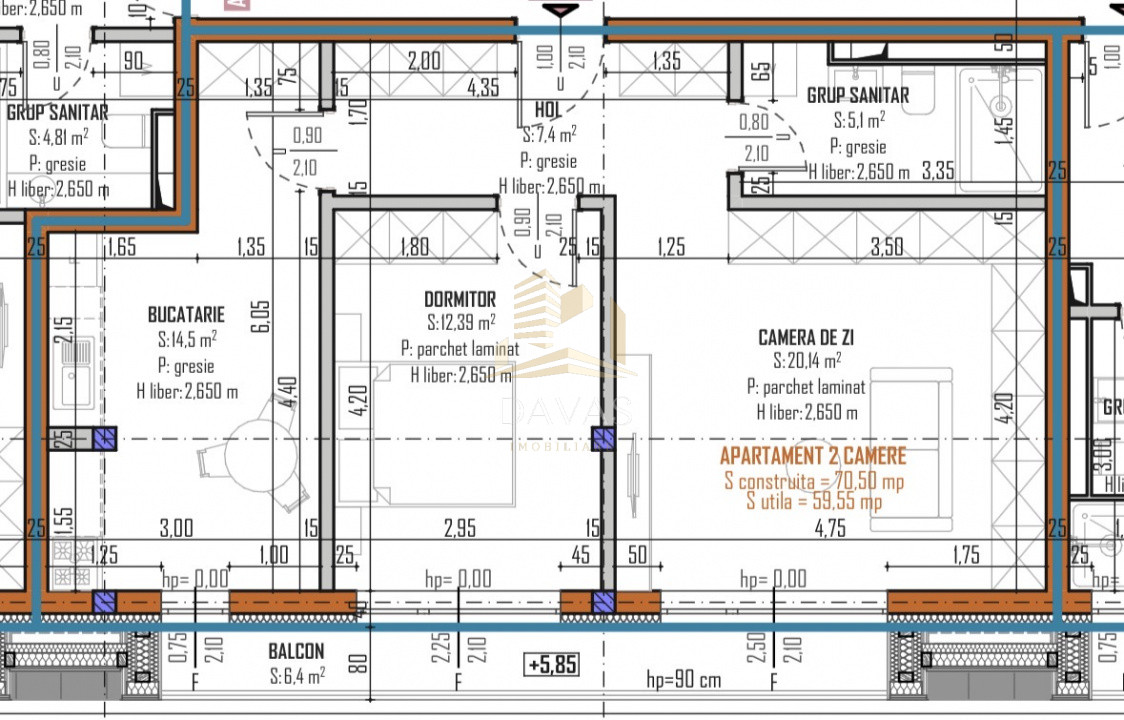 Apartament de 3 camere semidecomandat | Bloc nou Baciu 