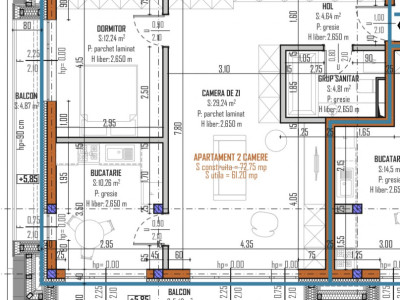 Apartament de 3 camere semidecomandat | Bloc nou Baciu 