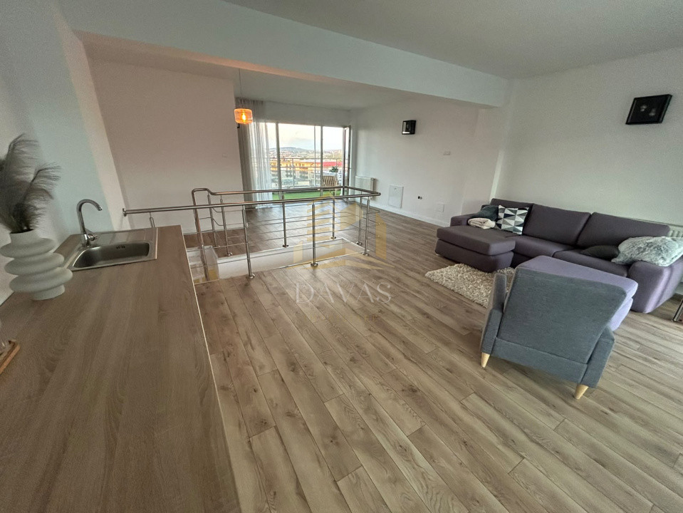Penthouse pe 2 niveluri de închiriat | 4 camere| 160mp| Terasa 75mp | Buna Ziua