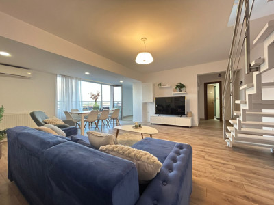 Penthouse pe 2 niveluri de închiriat | 4 camere| 160mp| Terasa 75mp | Buna Ziua